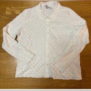 Joie Coquette Coastal Grandma Academia Textured Peter Pan Collar Cardigan XL